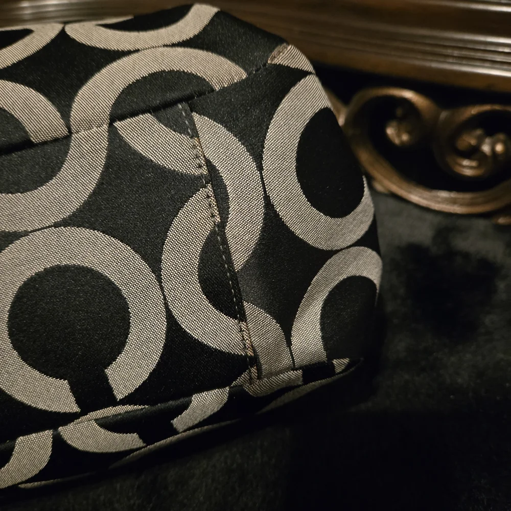 Coach Monochrome Circle Pattern Tote With Patent Leather